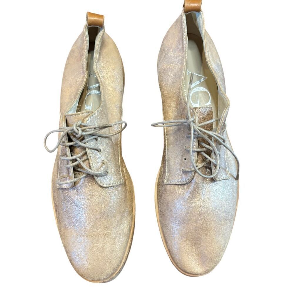 AGL Women's Attilio Giusti Leombruni Italy Calfskin Metallic Oxford Shoes NWOB S